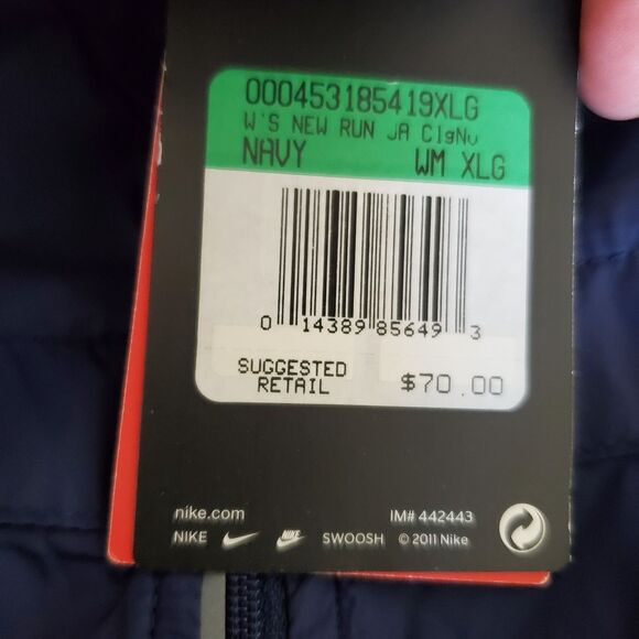 Nike Jacket Womens XL Navy Blue Full Zip Winsbreaker Lightweight Swoosh Logo - Picture 13 of 16